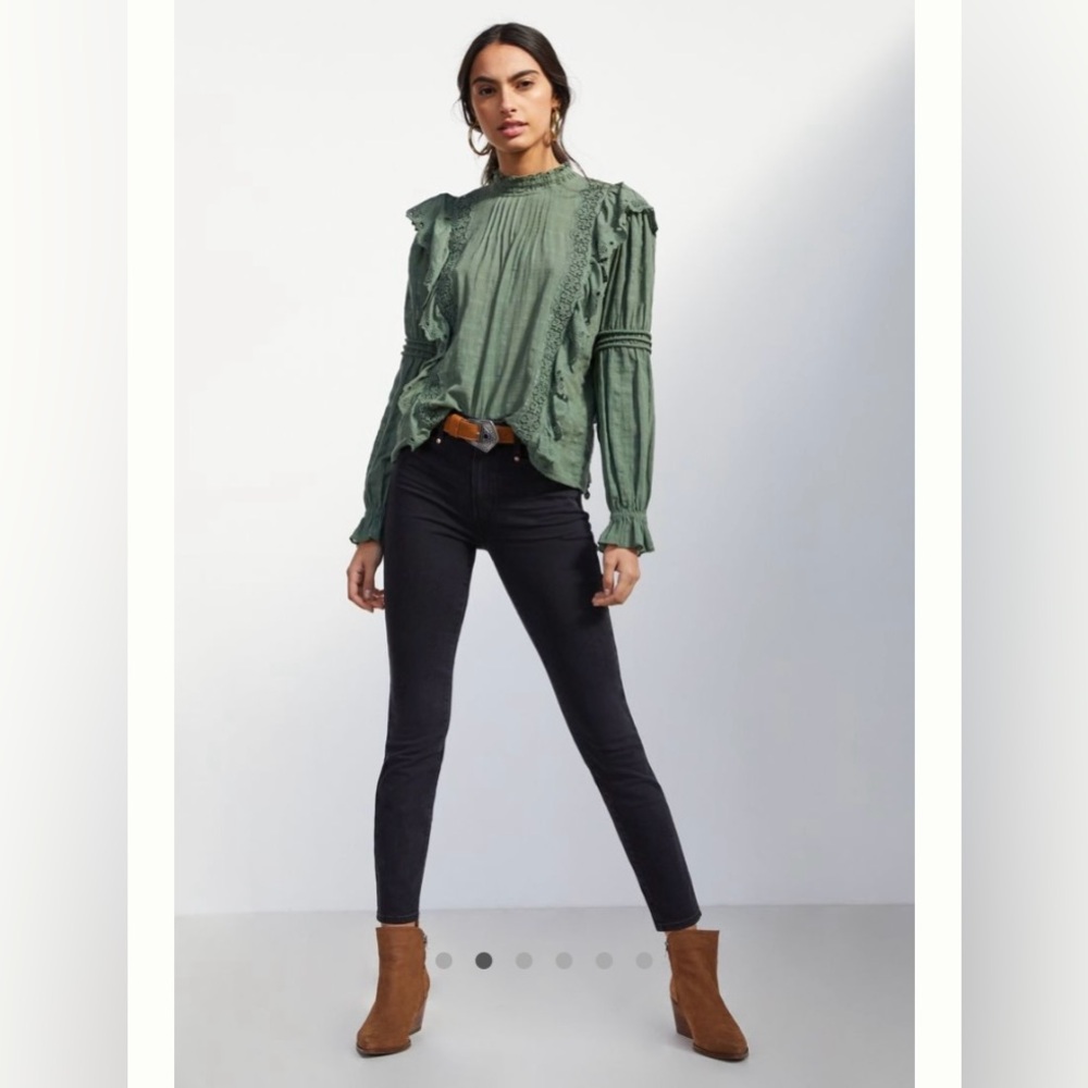 PAIGE | Hoxton High-Rise Skinny Ankle Jeans Black Size 32P